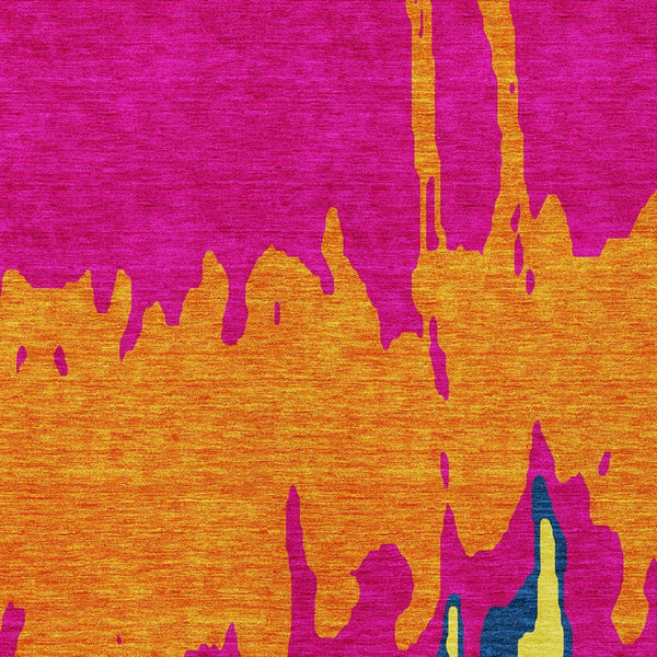 HomeRoots 5' Vibrant Pink, Orange, and Blue Abstract Washable Area Rug - Stylish Indoor/Outdoor Decor Solution 10' X 14' 613643
