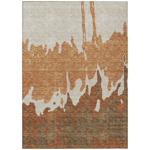 HomeRoots 5' Bold Orange and Brown Abstract Washable Area Rug - Durable Design for Indoor and Outdoor Use 5' X 8' 613645