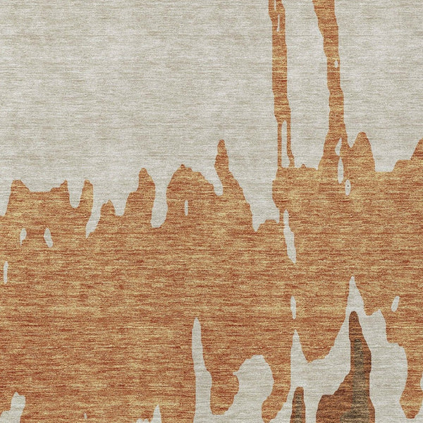 HomeRoots 5' Bold Orange and Brown Abstract Washable Area Rug - Durable Design for Indoor and Outdoor Use 5' X 8' 613645