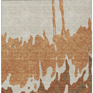 HomeRoots 5' Bold Orange and Brown Abstract Washable Area Rug - Durable Design for Indoor and Outdoor Use 8' X 10' 613647
