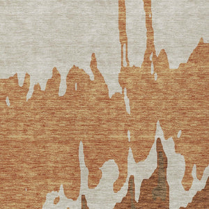 HomeRoots 5' Bold Orange and Brown Abstract Washable Area Rug - Durable Design for Indoor and Outdoor Use 8' X 10' 613647