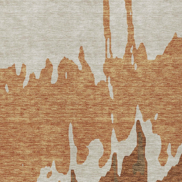 HomeRoots 5' Bold Orange and Brown Abstract Washable Area Rug - Durable Design for Indoor and Outdoor Use 8' X 10' 613647