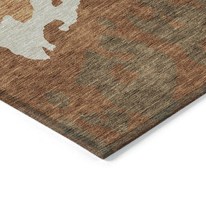 HomeRoots 5' Bold Orange and Brown Abstract Washable Area Rug - Durable Design for Indoor and Outdoor Use 9' X 12' 613648