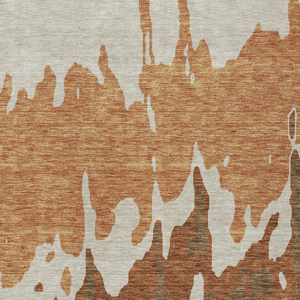 HomeRoots 5' Bold Orange and Brown Abstract Washable Area Rug - Durable Design for Indoor and Outdoor Use 10' X 14' 613649