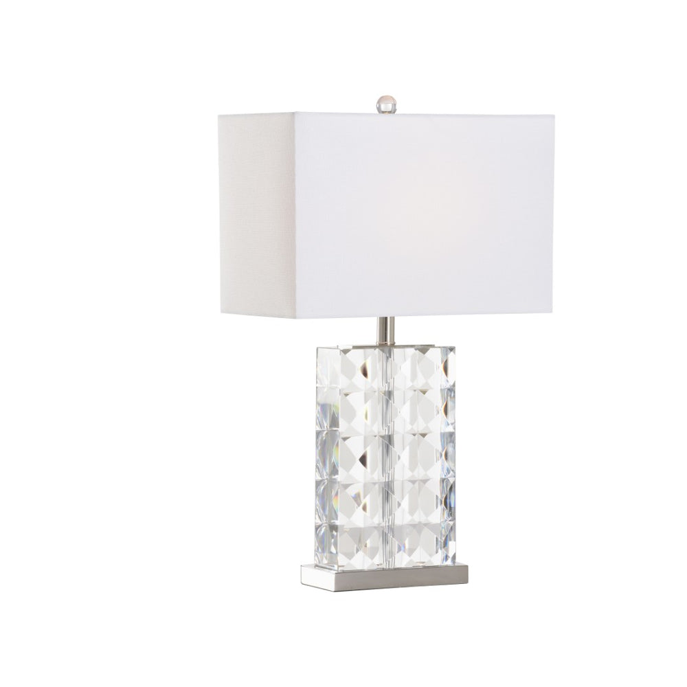Wildwood Josette Crystal Table Lamp With Polished Nickel Accents And Off-White Linen Shade For Elegant Rooms 61365