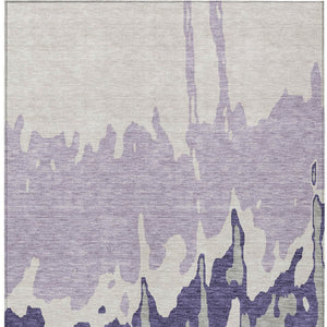 HomeRoots 5' Stylish Purple and Ivory Abstract Area Rug - Machine Washable, Durable for Indoor & Outdoor Use 5' X 8' 613651