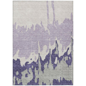 HomeRoots 5' Stylish Purple and Ivory Abstract Area Rug - Machine Washable, Durable for Indoor & Outdoor Use 5' X 8' 613651
