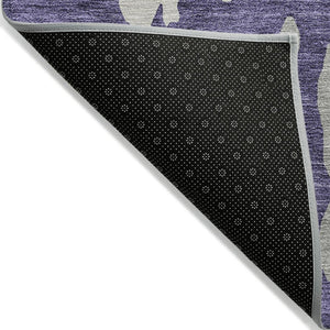 HomeRoots 5' Stylish Purple and Ivory Abstract Area Rug - Machine Washable, Durable for Indoor & Outdoor Use 5' X 8' 613651