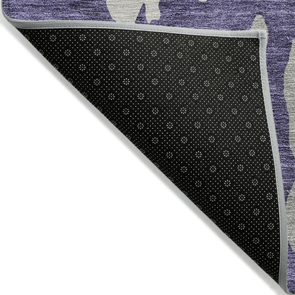 HomeRoots 5' Stylish Purple and Ivory Abstract Area Rug - Machine Washable, Durable for Indoor & Outdoor Use 5' X 8' 613651