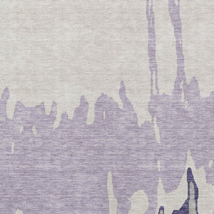 HomeRoots 5' Stylish Purple and Ivory Abstract Area Rug - Machine Washable, Durable for Indoor & Outdoor Use 5' X 8' 613651