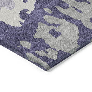 HomeRoots 5' Stylish Purple and Ivory Abstract Area Rug - Machine Washable, Durable for Indoor & Outdoor Use 8' X 10' 613653