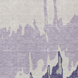 HomeRoots 5' Stylish Purple and Ivory Abstract Area Rug - Machine Washable, Durable for Indoor & Outdoor Use 8' X 10' 613653