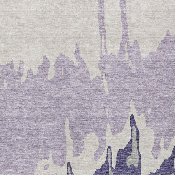 HomeRoots 5' Stylish Purple and Ivory Abstract Area Rug - Machine Washable, Durable for Indoor & Outdoor Use 8' X 10' 613653