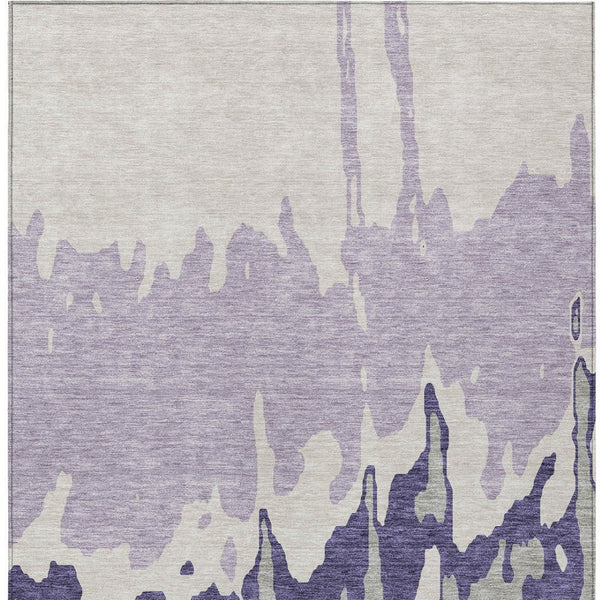 HomeRoots 5' Stylish Purple and Ivory Abstract Area Rug - Machine Washable, Durable for Indoor & Outdoor Use 9' X 12' 613654