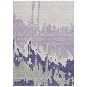 HomeRoots 5' Stylish Purple and Ivory Abstract Area Rug - Machine Washable, Durable for Indoor & Outdoor Use 10' X 14' 613655