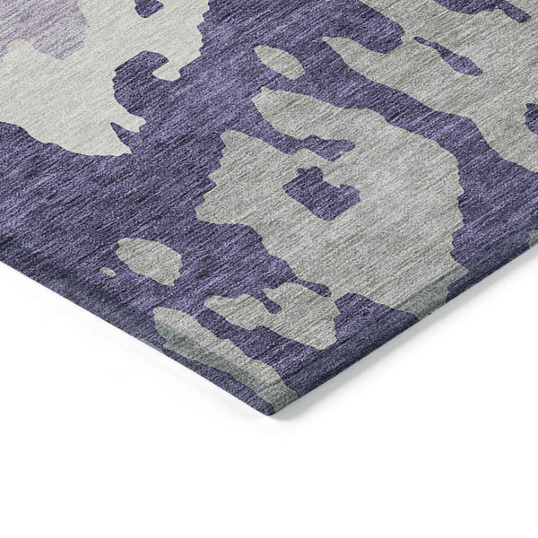 HomeRoots 5' Stylish Purple and Ivory Abstract Area Rug - Machine Washable, Durable for Indoor & Outdoor Use 10' X 14' 613655
