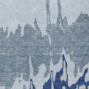 HomeRoots 5' Sky Blue and Denim Abstract Area Rug - Durable, Stain-Resistant Design for Indoor & Outdoor Use 5' X 8' 613657