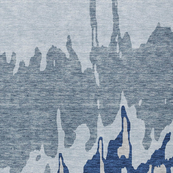 HomeRoots 5' Sky Blue and Denim Abstract Area Rug - Durable, Stain-Resistant Design for Indoor & Outdoor Use 5' X 8' 613657