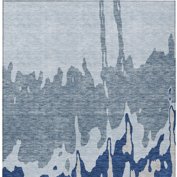 HomeRoots 5' Sky Blue and Denim Abstract Area Rug - Durable, Stain-Resistant Design for Indoor & Outdoor Use 8' X 10' 613659