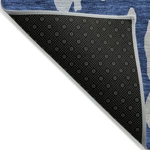 HomeRoots 5' Sky Blue and Denim Abstract Area Rug - Durable, Stain-Resistant Design for Indoor & Outdoor Use 8' X 10' 613659
