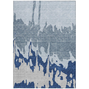HomeRoots 5' Sky Blue and Denim Abstract Area Rug - Durable, Stain-Resistant Design for Indoor & Outdoor Use 9' X 12' 613660