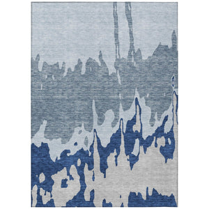 HomeRoots 5' Sky Blue and Denim Abstract Area Rug - Durable, Stain-Resistant Design for Indoor & Outdoor Use 9' X 12' 613660