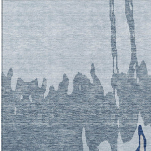 HomeRoots 5' Sky Blue and Denim Abstract Area Rug - Durable, Stain-Resistant Design for Indoor & Outdoor Use 10' X 14' 613661