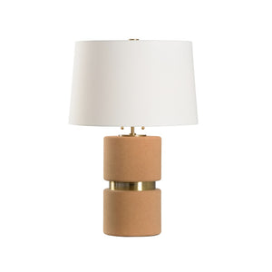Wildwood Corsica Cork Column Lamp With Antique Brass Strap—27" Ambient Table Light For Modern & Rustic Rooms 61368