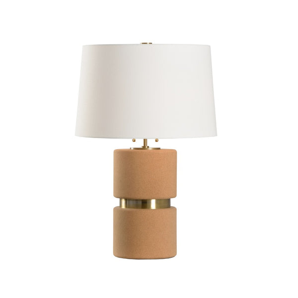 Wildwood Corsica Cork Column Lamp With Antique Brass Strap—27" Ambient Table Light For Modern & Rustic Rooms 61368