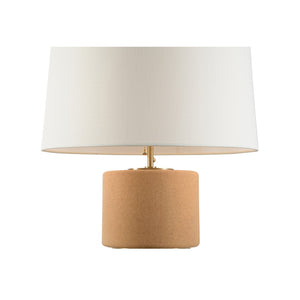 Wildwood Corsica Cork Column Lamp With Antique Brass Strap—27" Ambient Table Light For Modern & Rustic Rooms 61368