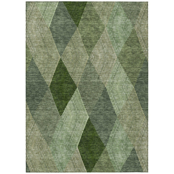 HomeRoots 5' Washable Argyle Area Rug in Mint Green & Sage – Durable, Stylish for Indoor & Outdoor Spaces 5' X 8' 613688