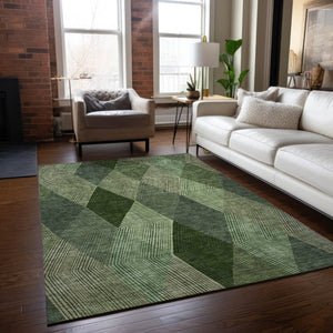 HomeRoots 5' Washable Argyle Area Rug in Mint Green & Sage – Durable, Stylish for Indoor & Outdoor Spaces 5' X 8' 613688