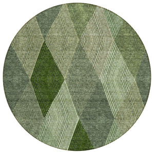 HomeRoots 5' Washable Argyle Area Rug in Mint Green & Sage – Durable, Stylish for Indoor & Outdoor Spaces 8' Round 613689