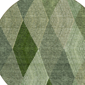 HomeRoots 5' Washable Argyle Area Rug in Mint Green & Sage – Durable, Stylish for Indoor & Outdoor Spaces 8' Round 613689