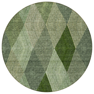 HomeRoots 5' Washable Argyle Area Rug in Mint Green & Sage – Durable, Stylish for Indoor & Outdoor Spaces 8' Round 613689
