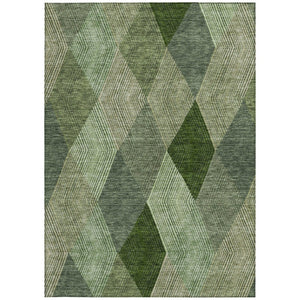 HomeRoots 5' Washable Argyle Area Rug in Mint Green & Sage – Durable, Stylish for Indoor & Outdoor Spaces 8' X 10' 613690