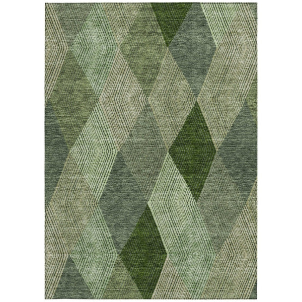 HomeRoots 5' Washable Argyle Area Rug in Mint Green & Sage – Durable, Stylish for Indoor & Outdoor Spaces 8' X 10' 613690