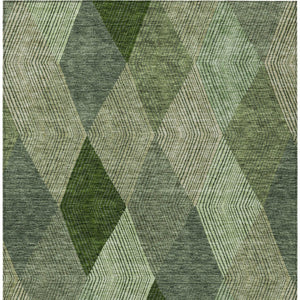HomeRoots 5' Washable Argyle Area Rug in Mint Green & Sage – Durable, Stylish for Indoor & Outdoor Spaces 9' X 12' 613691