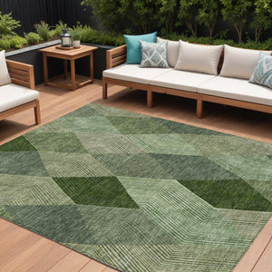 HomeRoots 5' Washable Argyle Area Rug in Mint Green & Sage – Durable, Stylish for Indoor & Outdoor Spaces 10' X 14' 613692