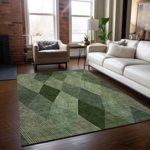 HomeRoots 5' Washable Argyle Area Rug in Mint Green & Sage – Durable, Stylish for Indoor & Outdoor Spaces 10' X 14' 613692
