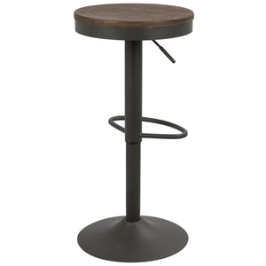 English Elm Dakota Industrial Adjustable Barstool Set Of 2 - Stylish Brown & Grey Swivel Stools For Modern Spaces B202P222405