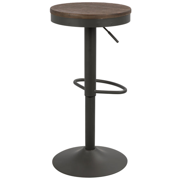 English Elm Dakota Industrial Adjustable Barstool Set Of 2 - Stylish Brown & Grey Swivel Stools For Modern Spaces B202P222405