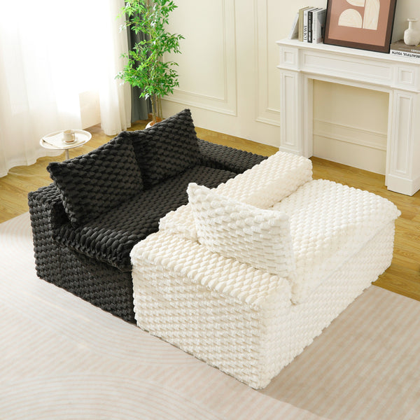 English Elm Luxury Color-Block Turtle Velvet Sofa - Modular Design For Stylish Living Spaces, Comfort For All! W3371S00045