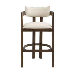 English Elm 30" Rubberwood Upholstered Barstools with Arms Mid-century Style for Kitchen Island Set of 2 Beige,Walnut N771P361772T