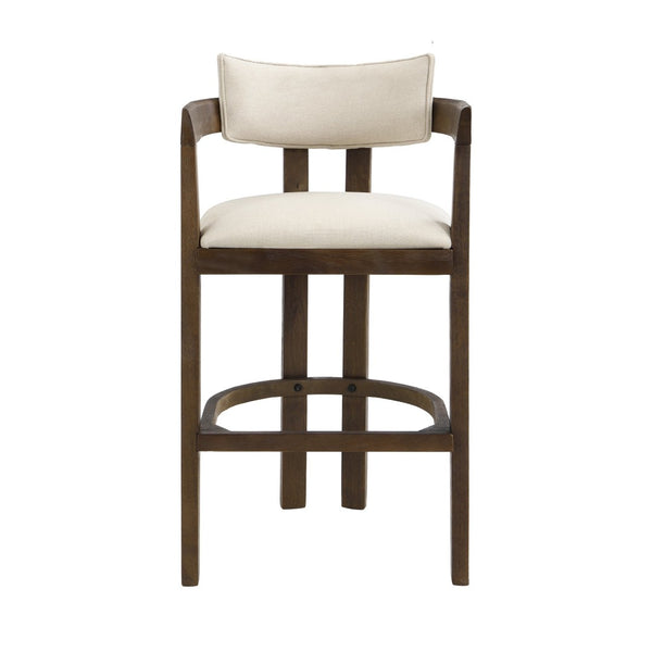 English Elm 30" Rubberwood Upholstered Barstools with Arms Mid-century Style for Kitchen Island Set of 2 Beige,Walnut N771P361772T
