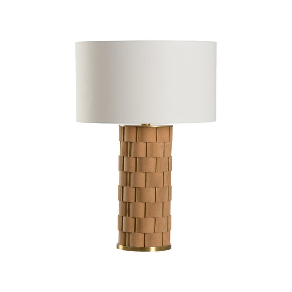 Wildwood Loire Handwoven Cork Table Lamp With Antique Brass Finish — Textured Accent Light For Bedside Desks 61370