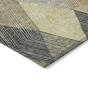 HomeRoots 5' Washable Indoor Outdoor Area Rug in Classic Brown Gold Taupe Argyle - Durable & Easy Care 8' X 10' 613708