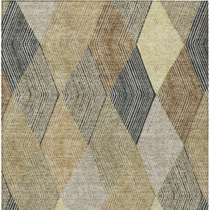 HomeRoots 5' Washable Indoor Outdoor Area Rug in Classic Brown Gold Taupe Argyle - Durable & Easy Care 8' X 10' 613708