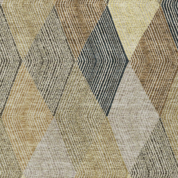 HomeRoots 5' Washable Indoor Outdoor Area Rug in Classic Brown Gold Taupe Argyle - Durable & Easy Care 9' X 12' 613709