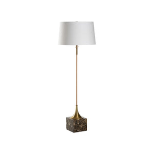 Wildwood Alsace Sculptural Floor Lamp With Marble Base, Cork Column & Antique Brass, Silk Shade, 70"H 61371